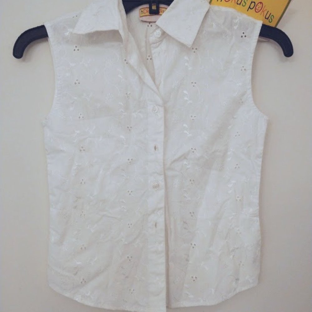 Girls Sleeveless Embroidered Cotton Top